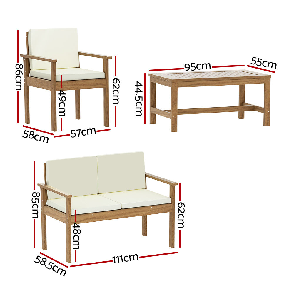 Sierra Leone 4PC Outdoor Lounge Set With Coffee Table - Nova Tech