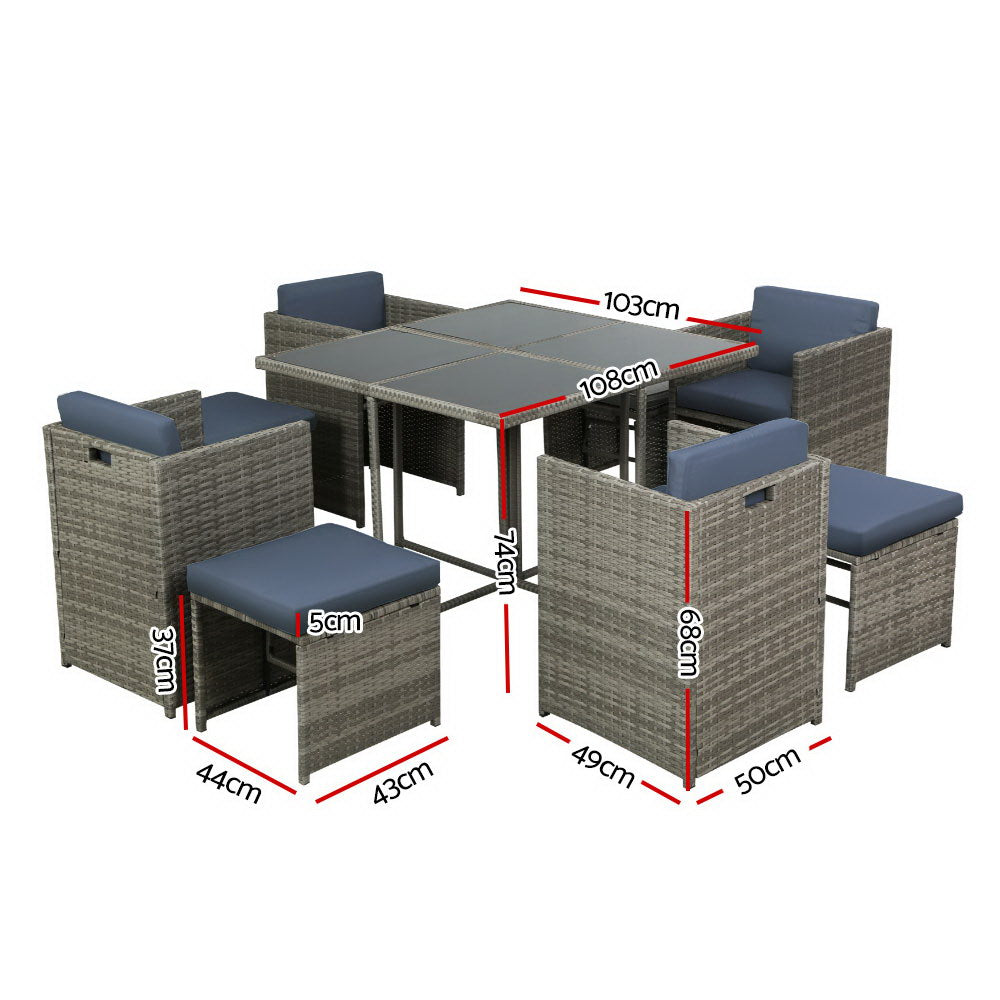 El Salvador 9PC Outdoor Dining Set - Nova Tech