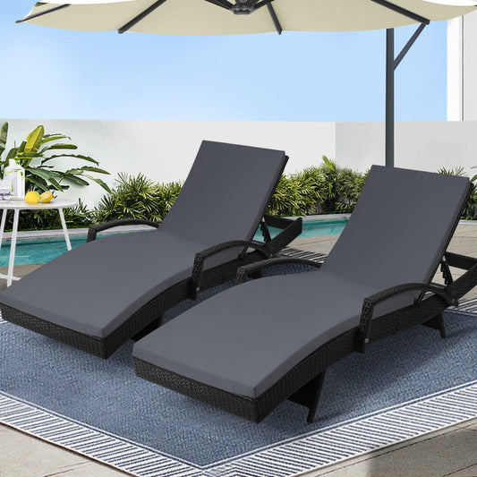 Malta X2 Wicker Sun Lounger - Nova Tech