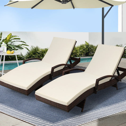 Malta X2 Wicker Sun Lounger - Nova Tech