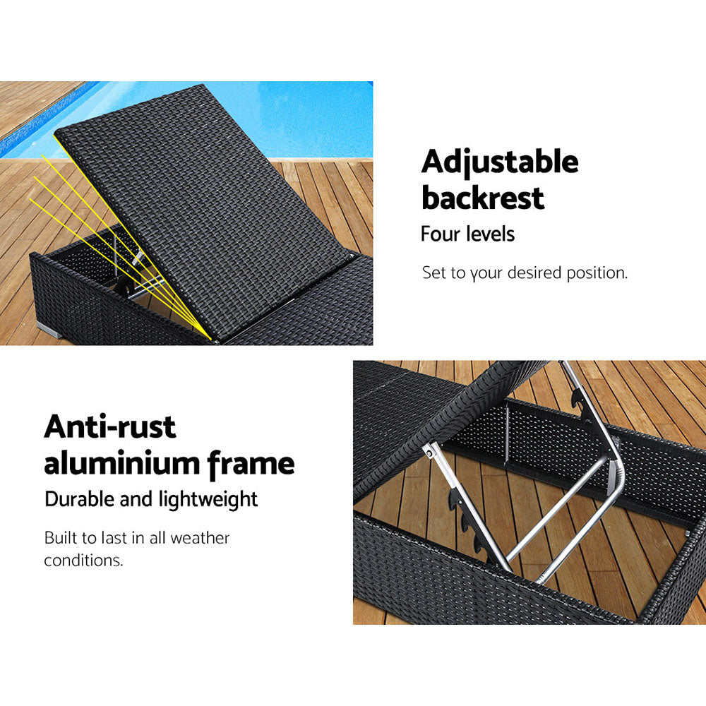 Belize X2 Wicker Sun Lounger - Nova Tech