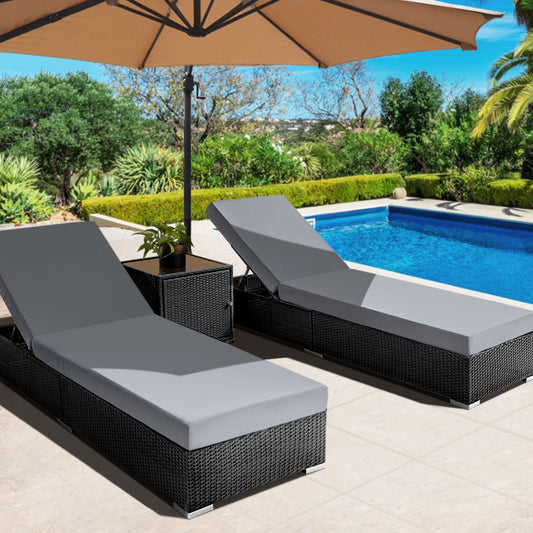 Belize 3PC Wicker Sun Lounger With Side Table - Nova Tech