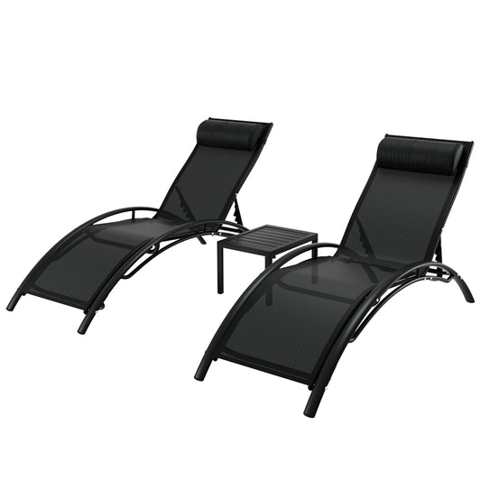 Eritrea X2 Sun Lounger With Side Table - Nova Tech