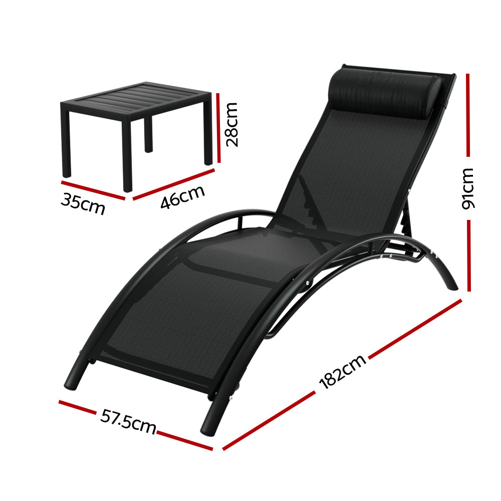Eritrea X2 Sun Lounger With Side Table - Nova Tech