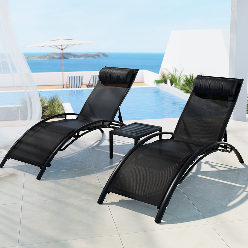 Eritrea X2 Sun Lounger With Side Table - Nova Tech