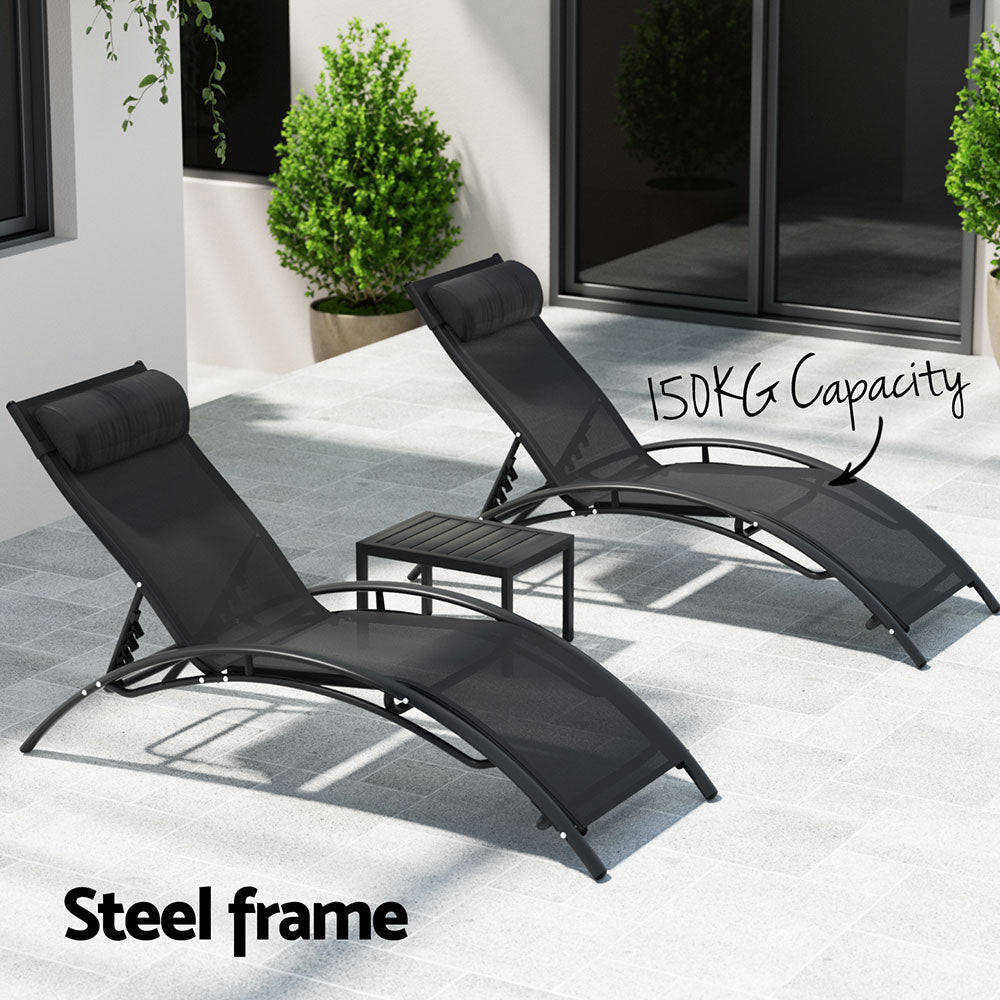 Eritrea X2 Sun Lounger With Side Table - Nova Tech