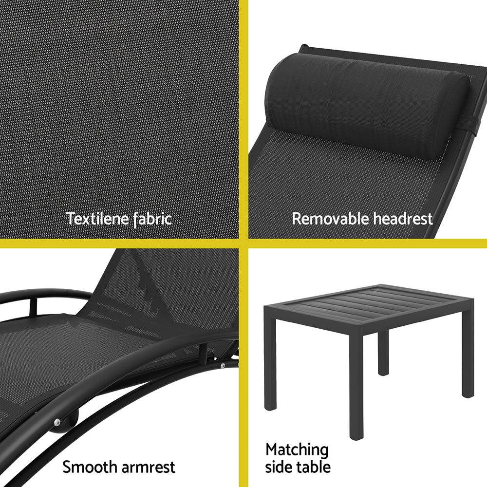 Eritrea X2 Sun Lounger With Side Table - Nova Tech
