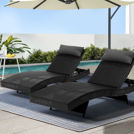 Cyprus X2 Wicker Sun Lounger - Nova Tech