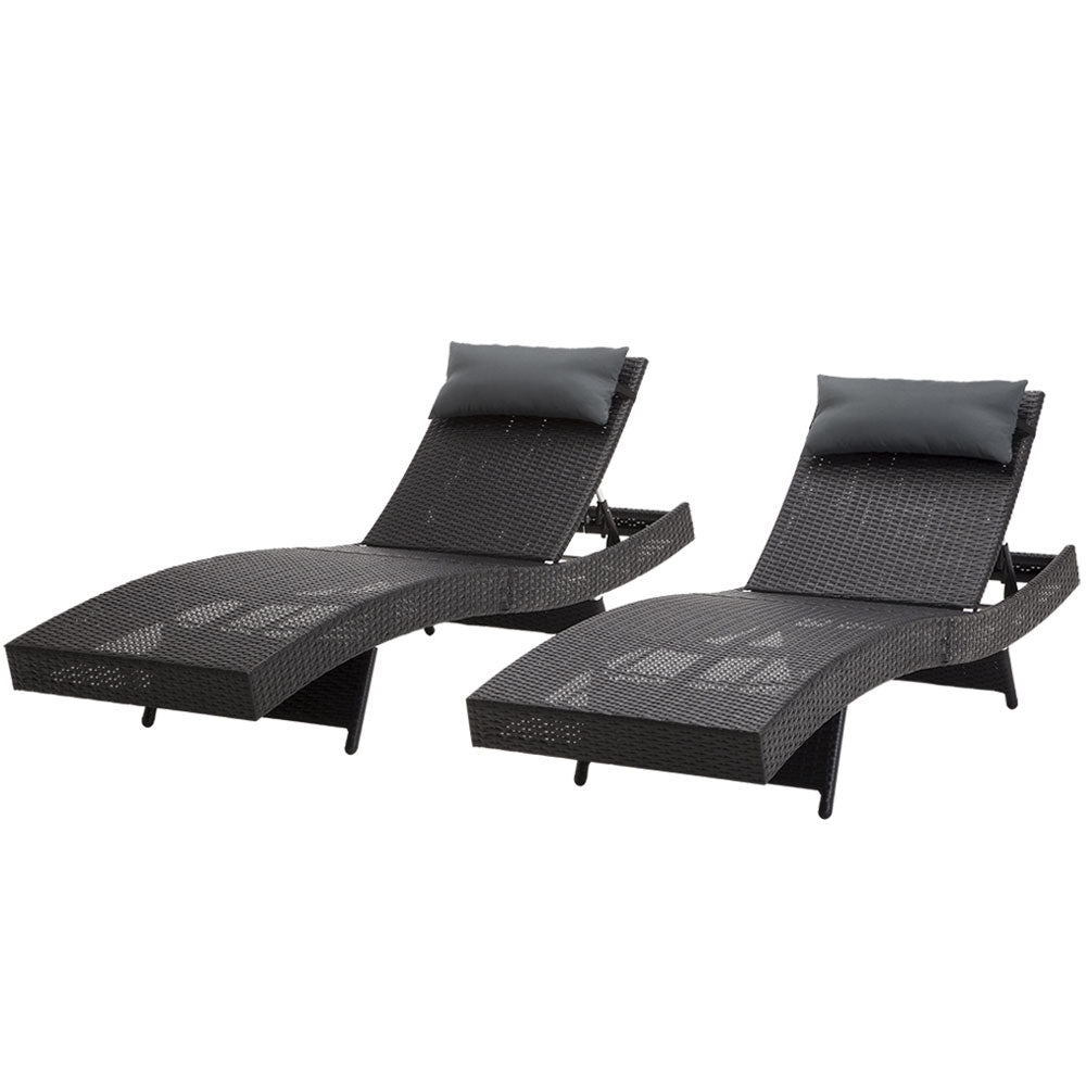 Cyprus X2 Wicker Sun Lounger - Nova Tech