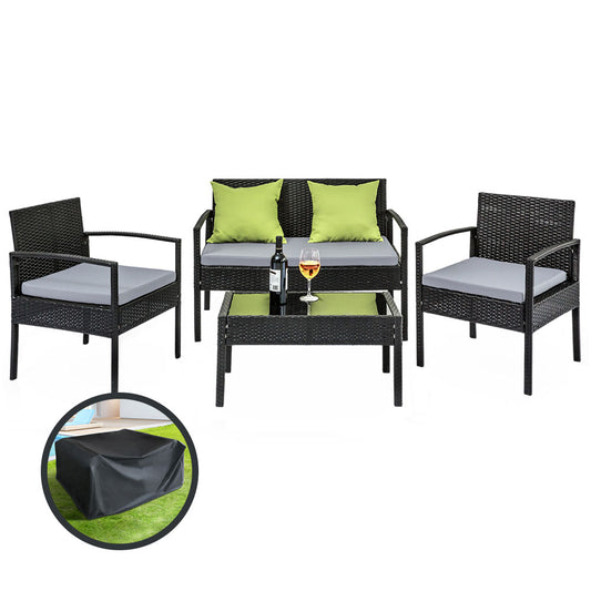 Burma 4PC Outdoor Lounge Set With Coffee Table - Nova Tech