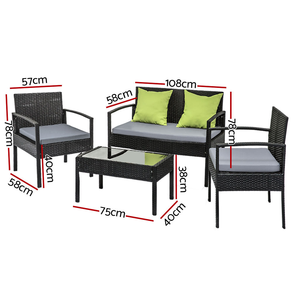 Burma 4PC Outdoor Lounge Set With Coffee Table