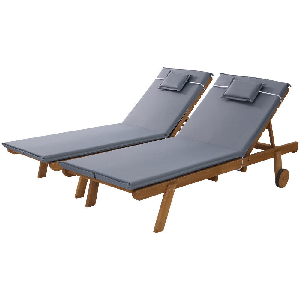 Saint Lucia X2 Wooden Sun Lounger - Nova Tech