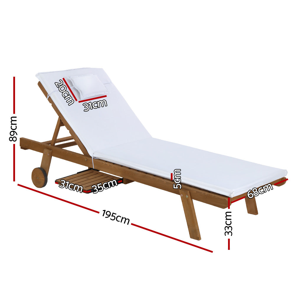 Saint Lucia Wooden Outdoor Sun Lounger - Nova Tech