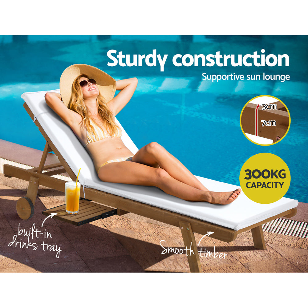 Saint Lucia Wooden Outdoor Sun Lounger - Nova Tech