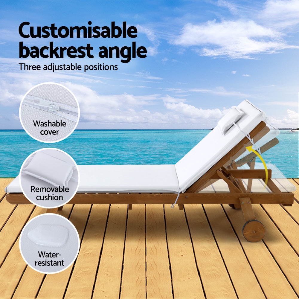 Saint Lucia Wooden Outdoor Sun Lounger - Nova Tech