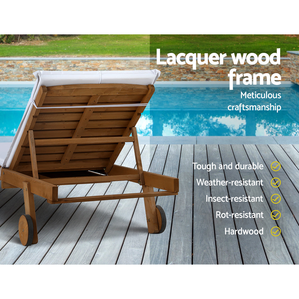 Saint Lucia Wooden Outdoor Sun Lounger - Nova Tech