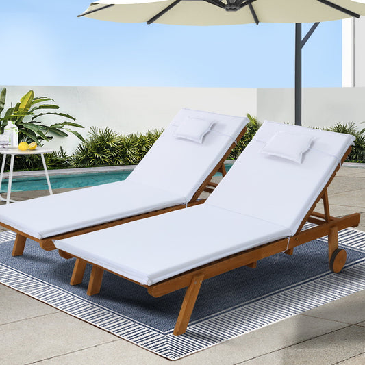 Saint Lucia X2 Wooden Sun Lounger - Nova Tech
