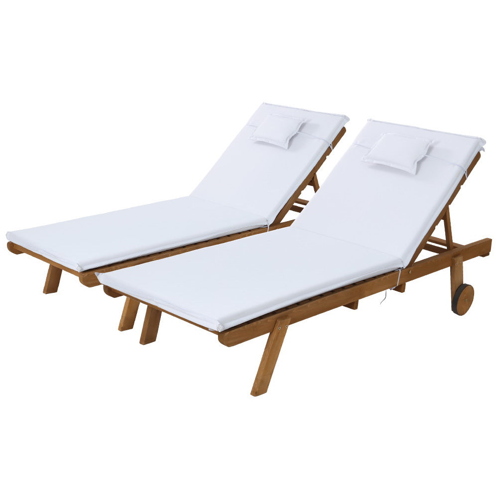 Saint Lucia X2 Wooden Sun Lounger - Nova Tech