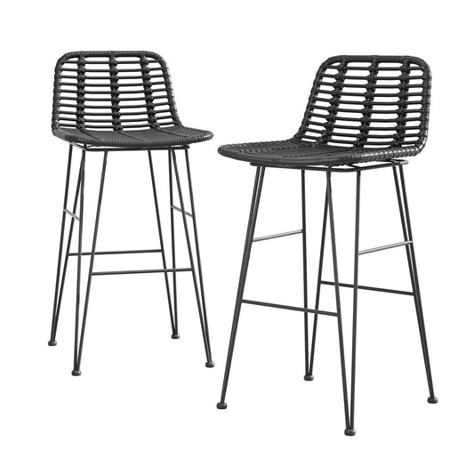 Peru 2x Rattan Outdoor Bar Stools - Nova Tech
