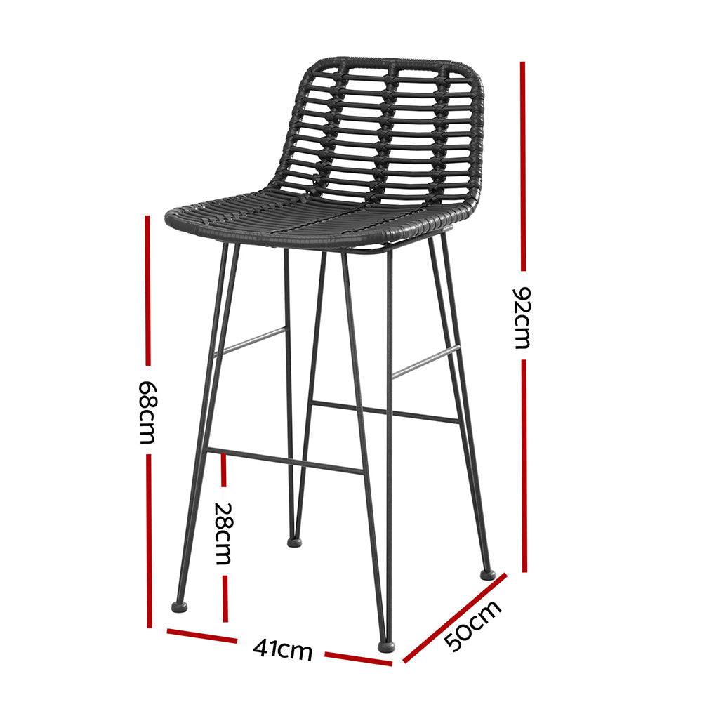 Peru 2x Rattan Outdoor Bar Stools - Nova Tech