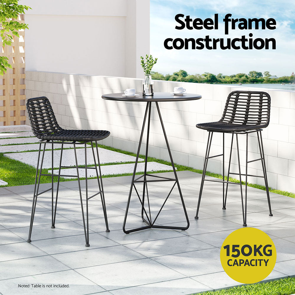 Peru 2x Rattan Outdoor Bar Stools - Nova Tech