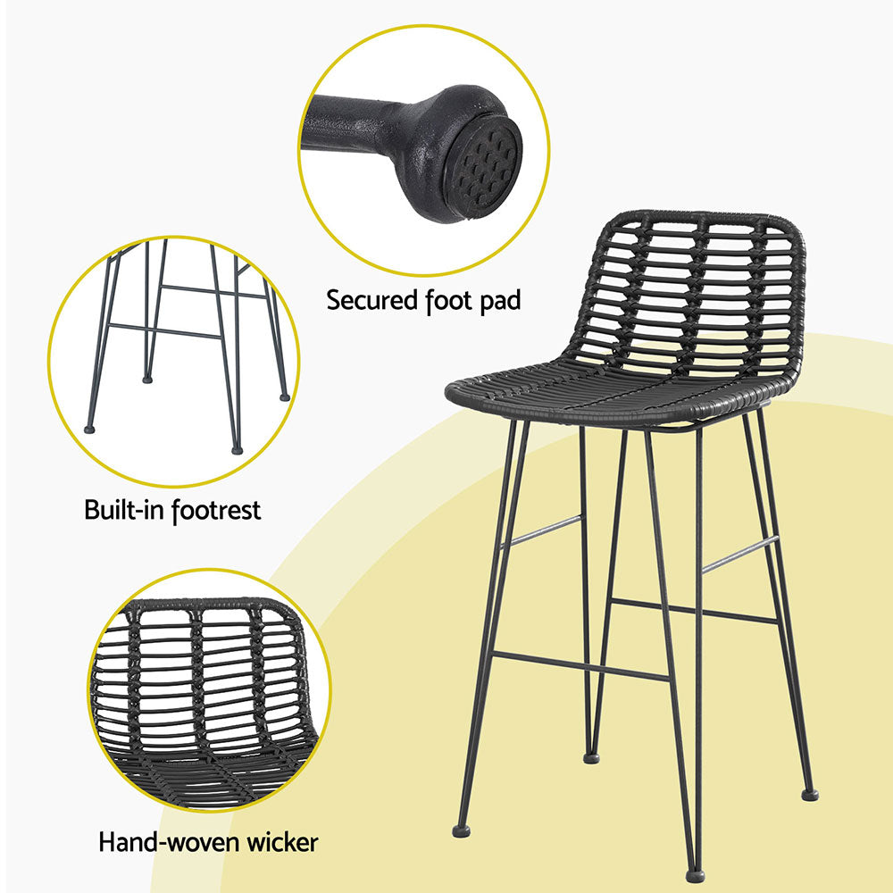 Peru 2x Rattan Outdoor Bar Stools