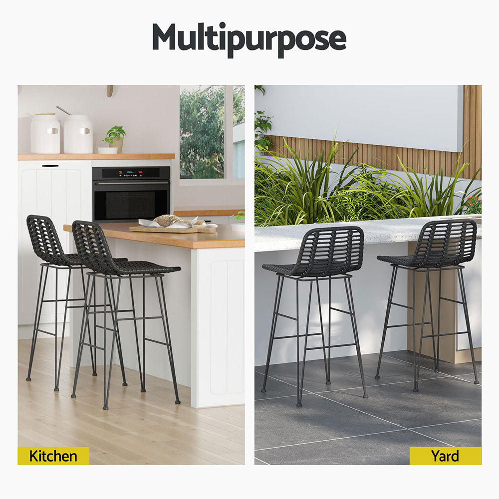 Peru 2x Rattan Outdoor Bar Stools