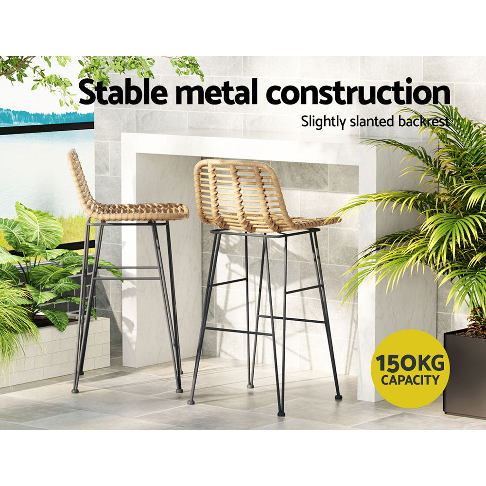 Peru X2 Outdoor Rattan Bar Stools - Nova Tech