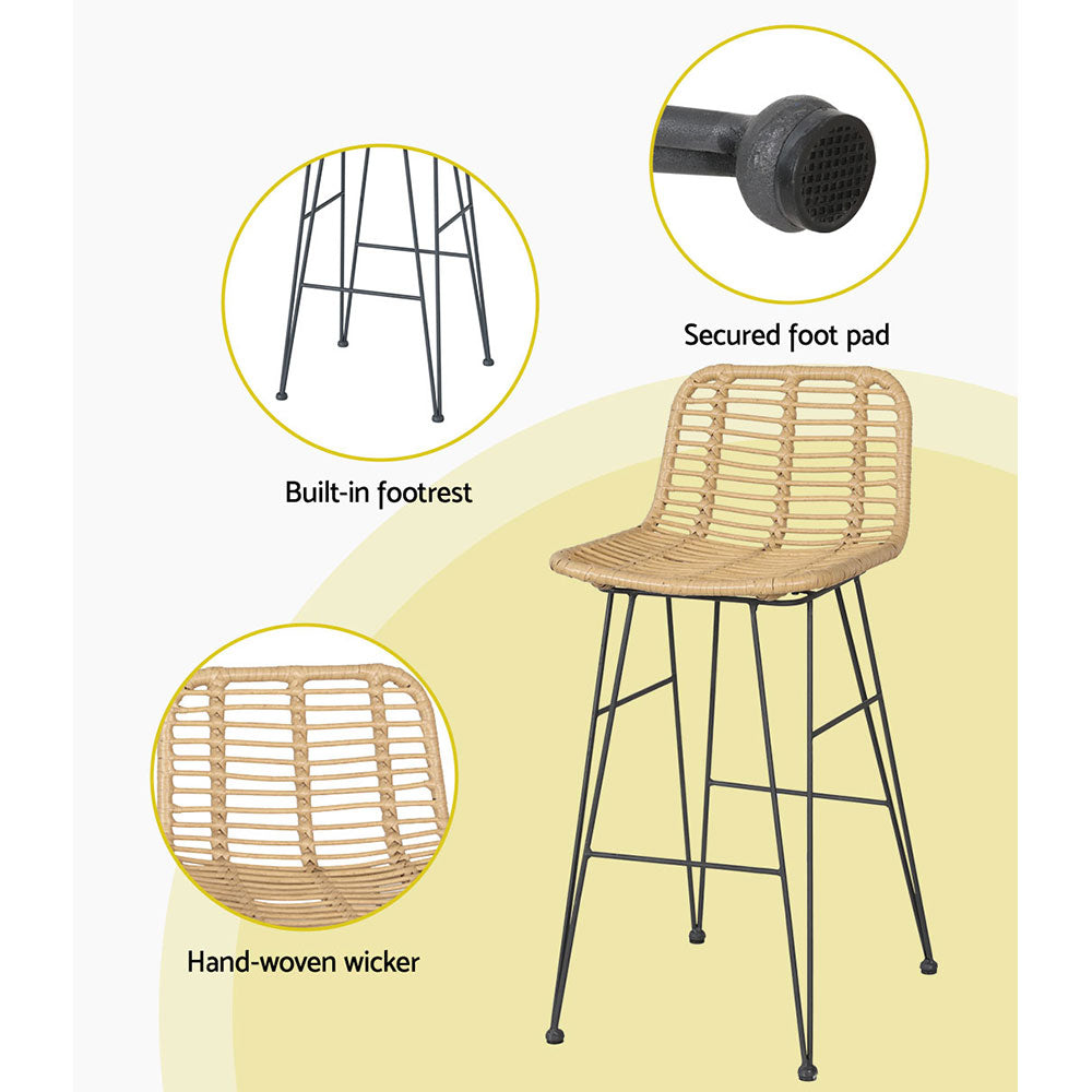Peru X2 Outdoor Rattan Bar Stools - Nova Tech