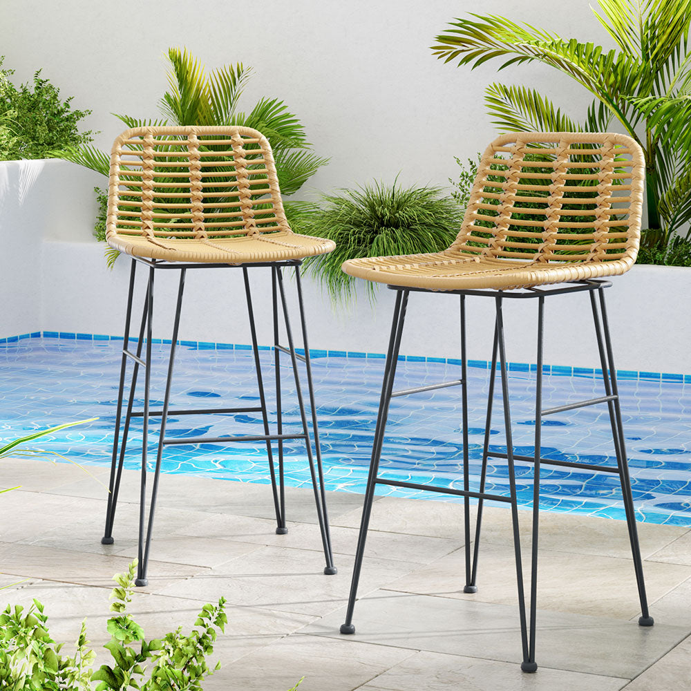 Peru X2 Outdoor Rattan Bar Stools - Nova Tech