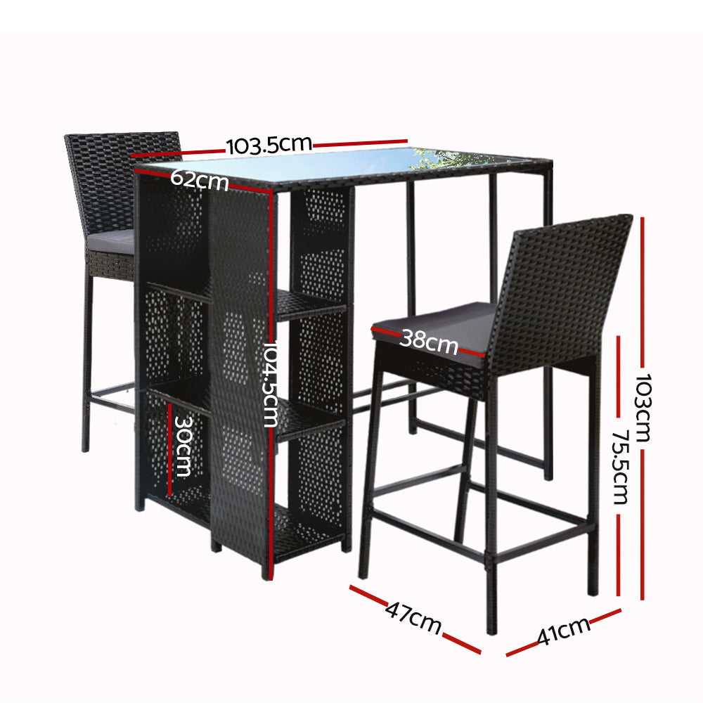 Nepal 3-Piece Outdoor Bar Set - Nova Tech
