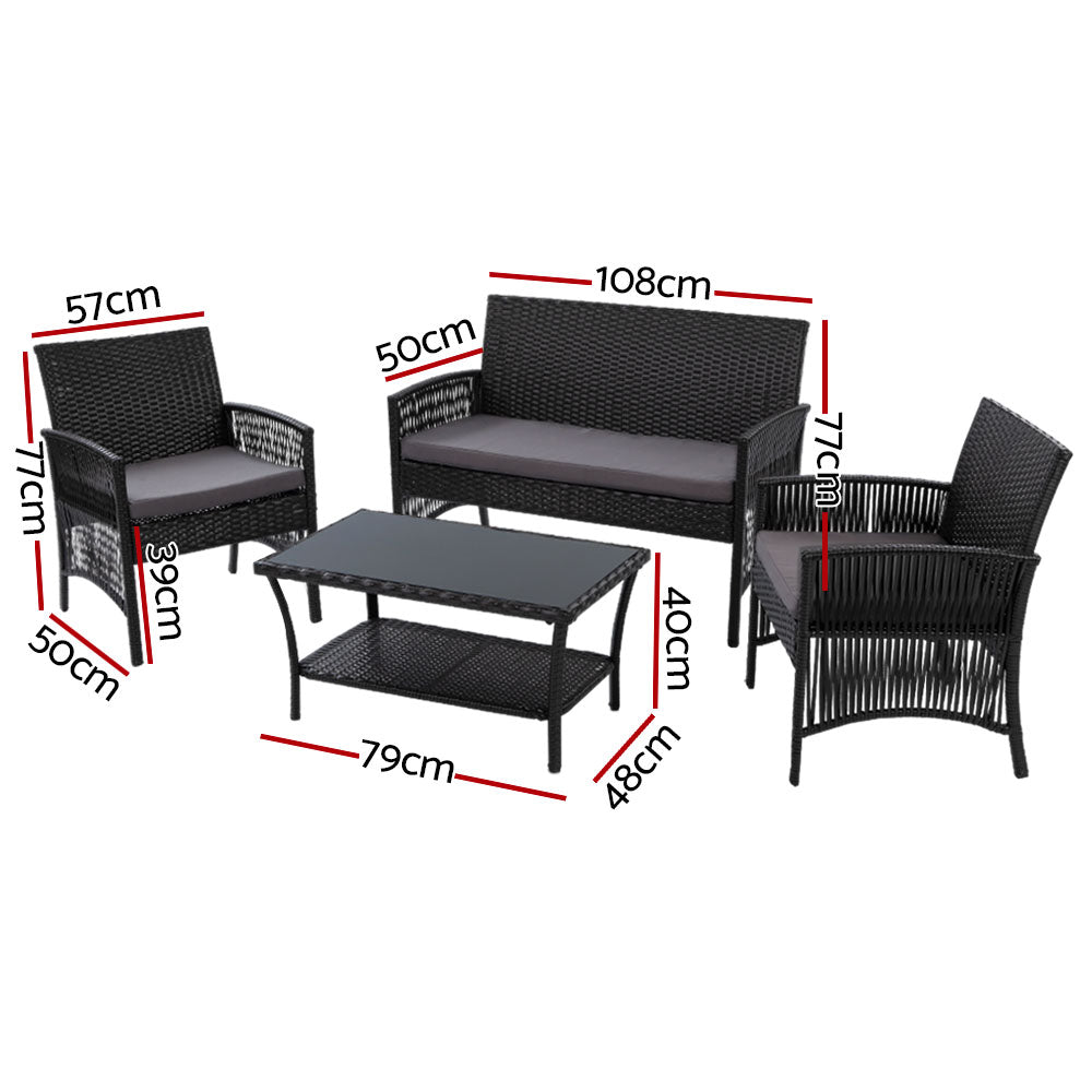 Latvia 4PC Outdoor Lounge Set with Coffee Table