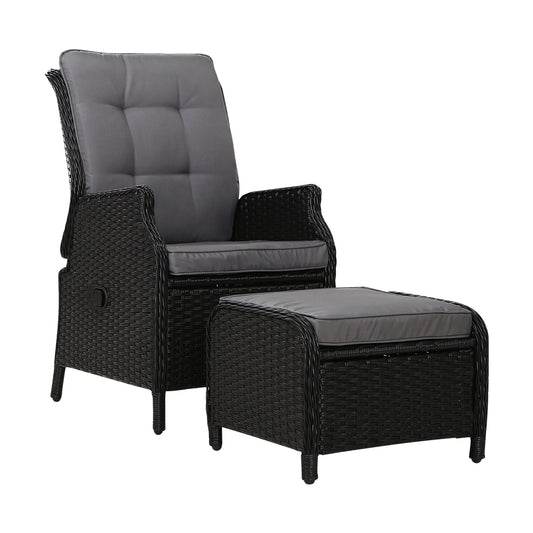 Nauru Wicker Recliner Chair With Ottoman - Nova Tech