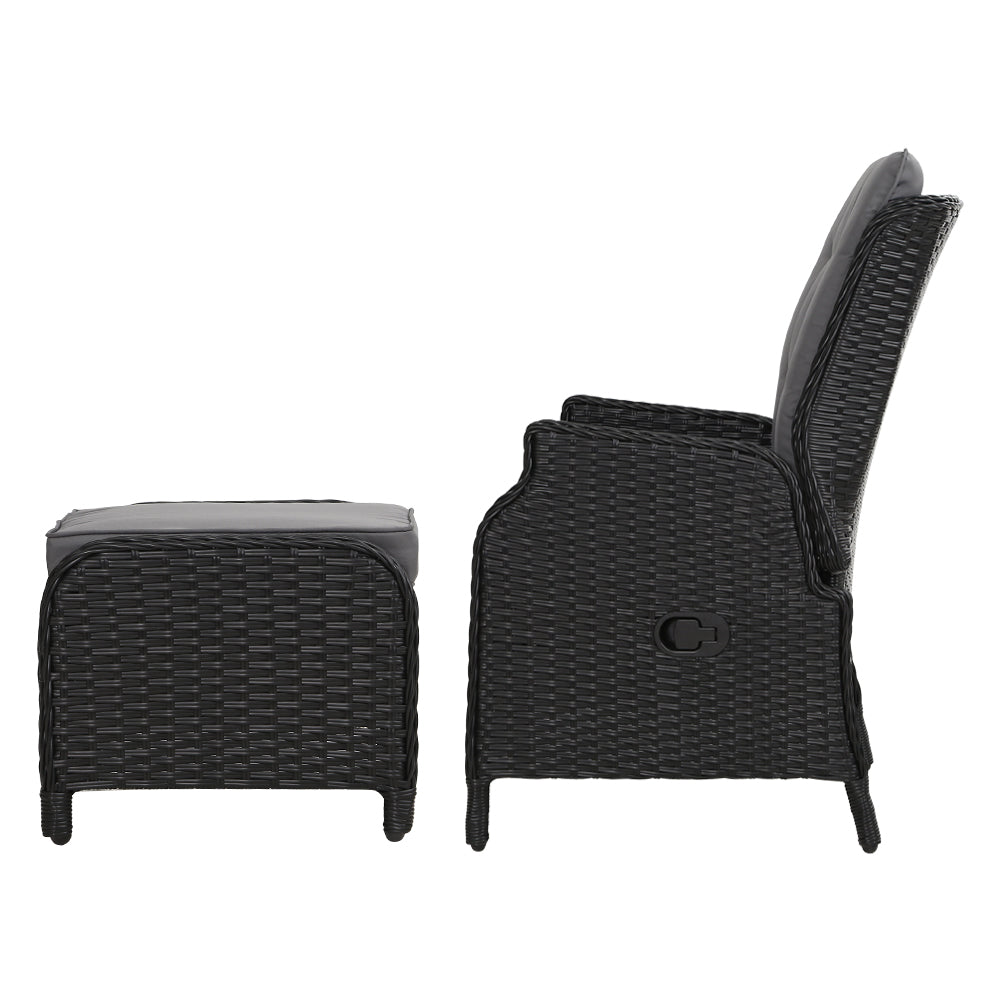 Nauru Wicker Recliner Chair With Ottoman