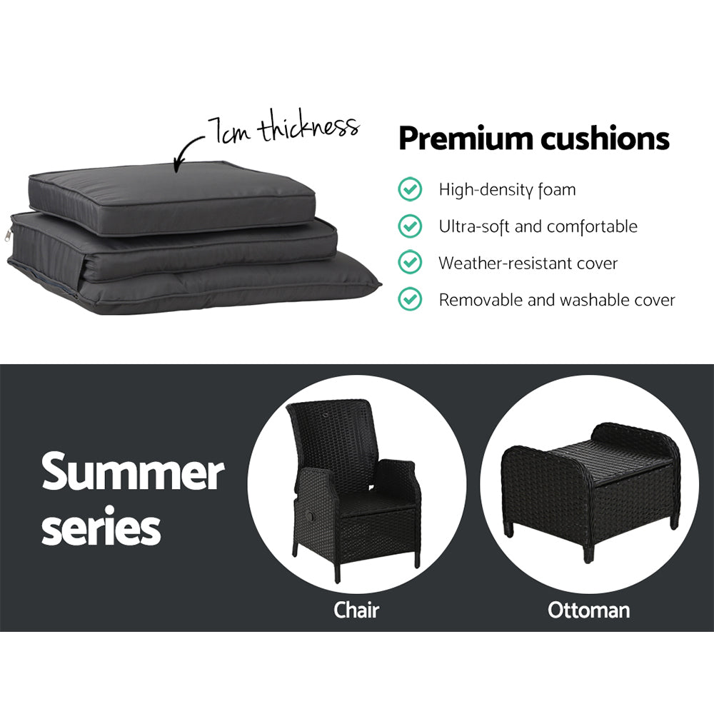 Nauru Wicker Recliner Chair With Ottoman - Nova Tech