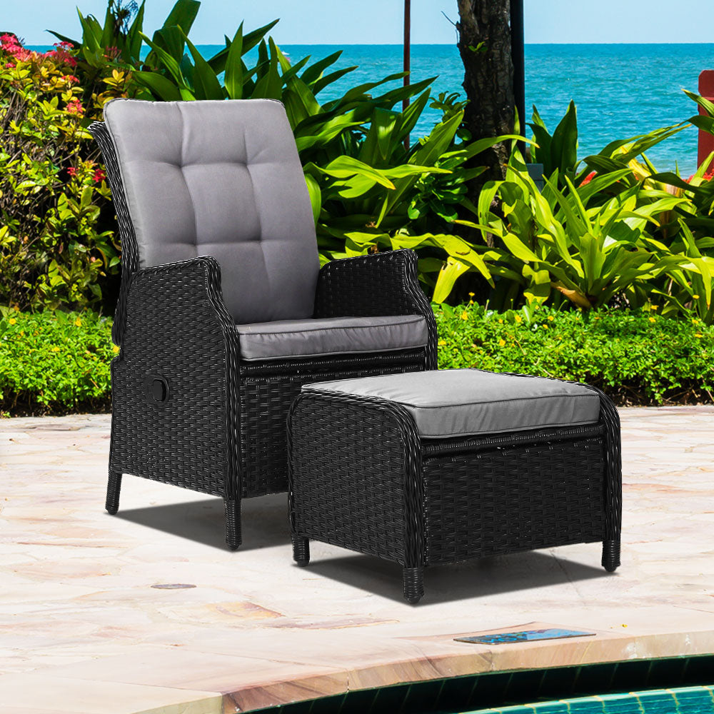 Nauru Wicker Recliner Chair With Ottoman