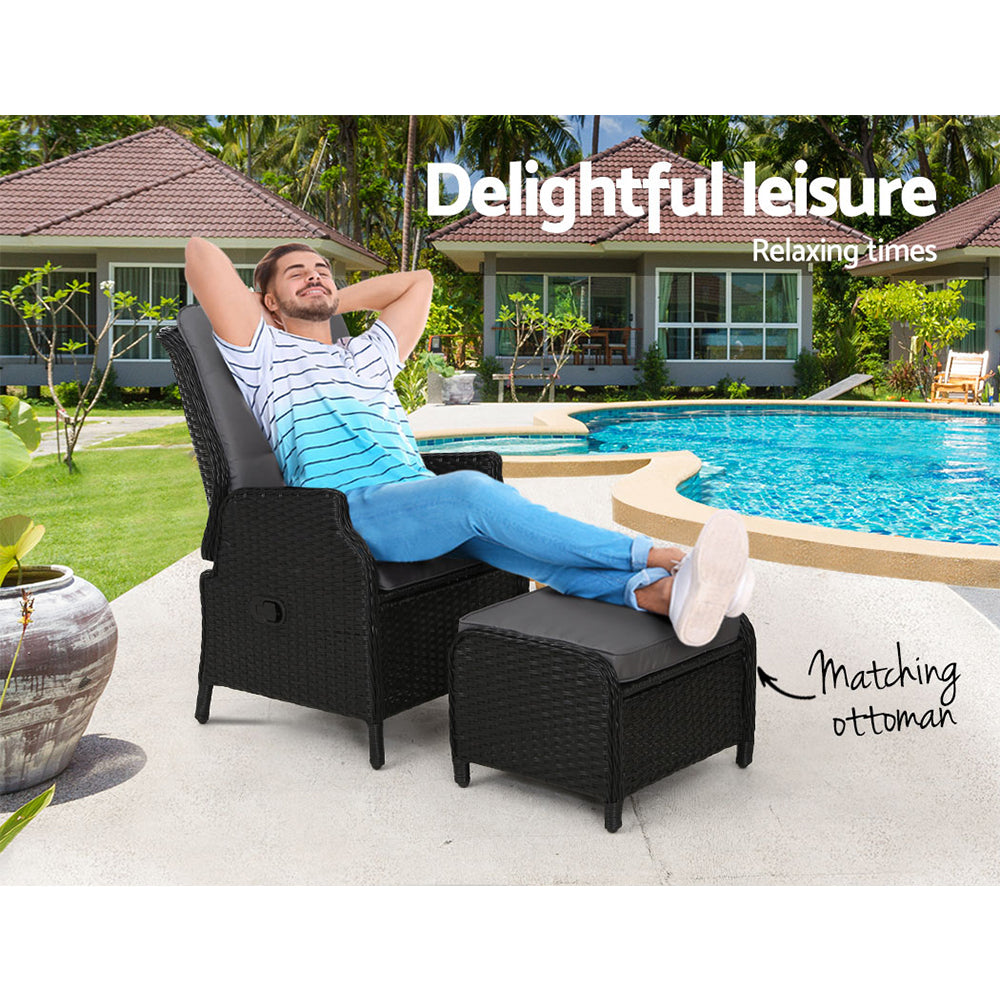 Nauru Wicker Recliner Chair With Ottoman