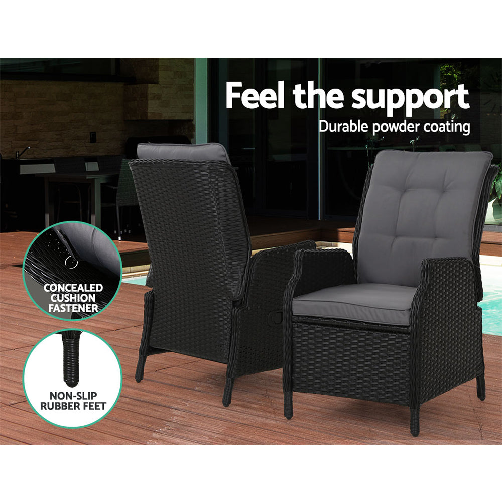 Nauru Wicker Recliner Chair With Ottoman