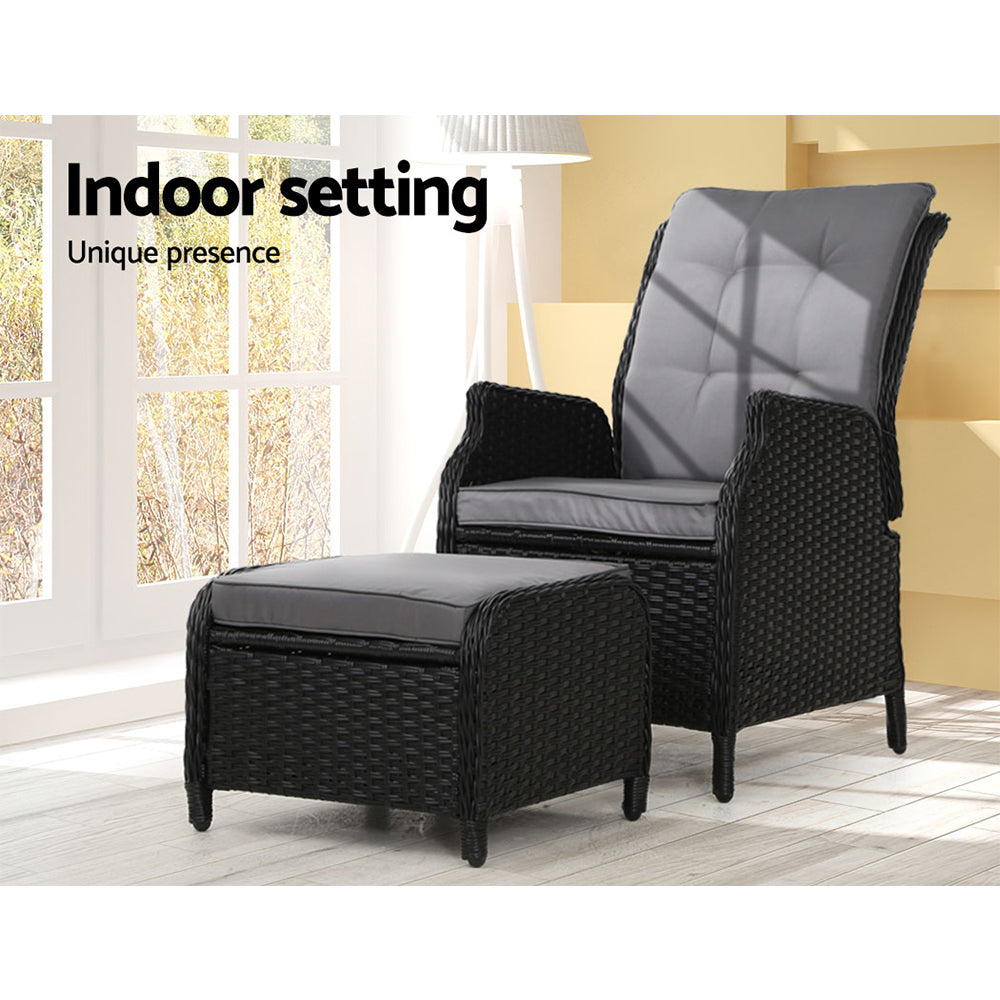 Nauru Wicker Recliner Chair With Ottoman