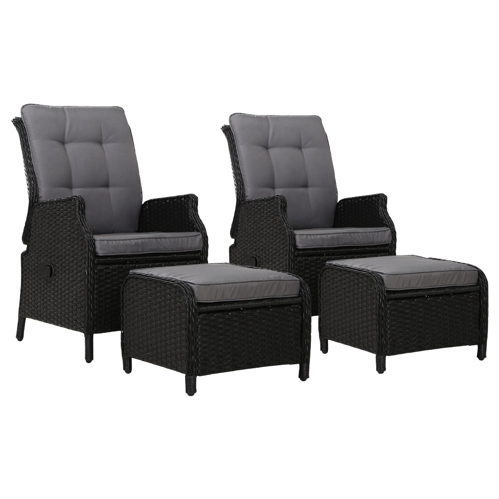 Nauru X2 Wicker Recliner Chair With Ottoman - Nova Tech