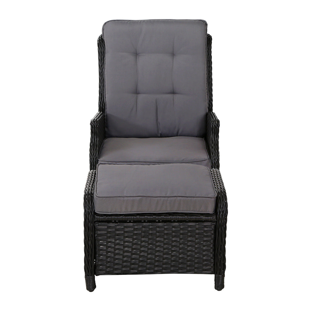 Nauru X2 Wicker Recliner Chair With Ottoman - Nova Tech
