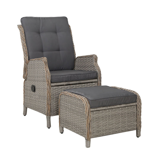 Nauru Wicker Recliner Chair With Ottoman - Nova Tech