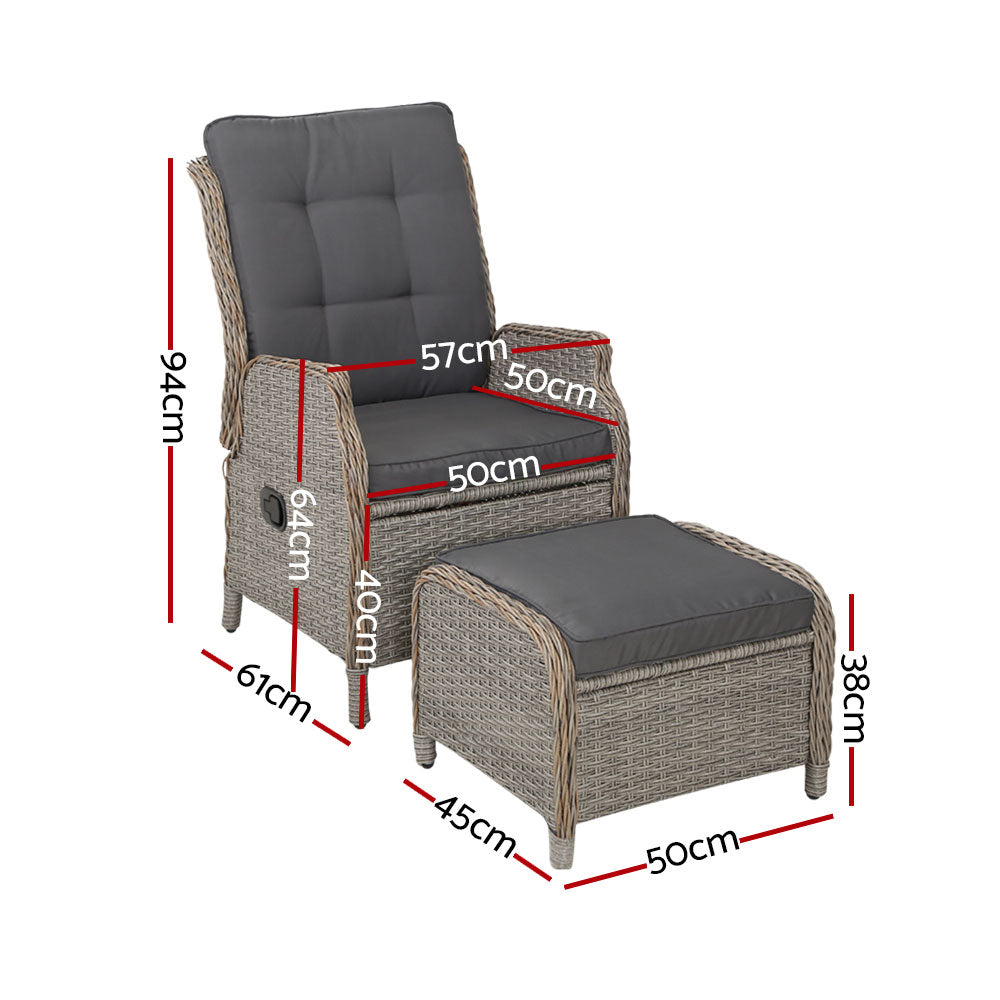 Nauru Wicker Recliner Chair With Ottoman