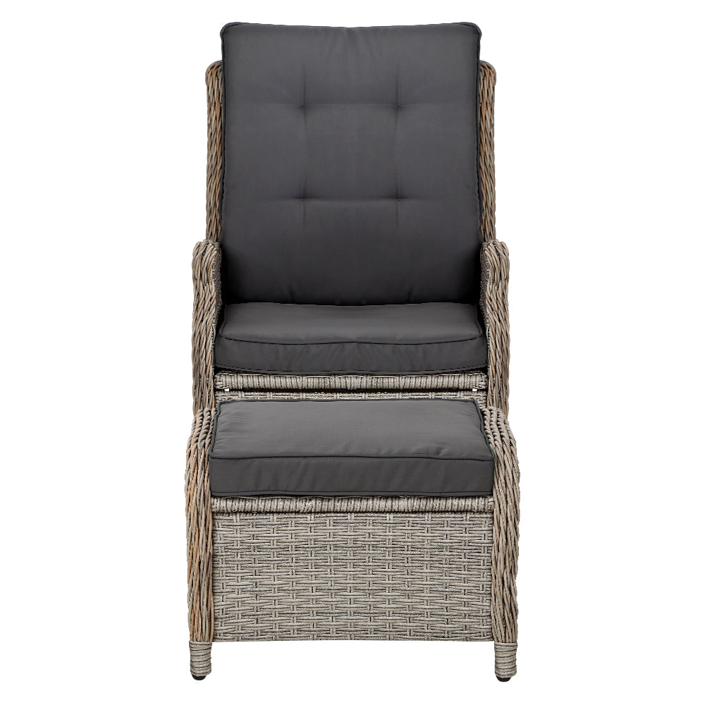 Nauru Wicker Recliner Chair With Ottoman - Nova Tech