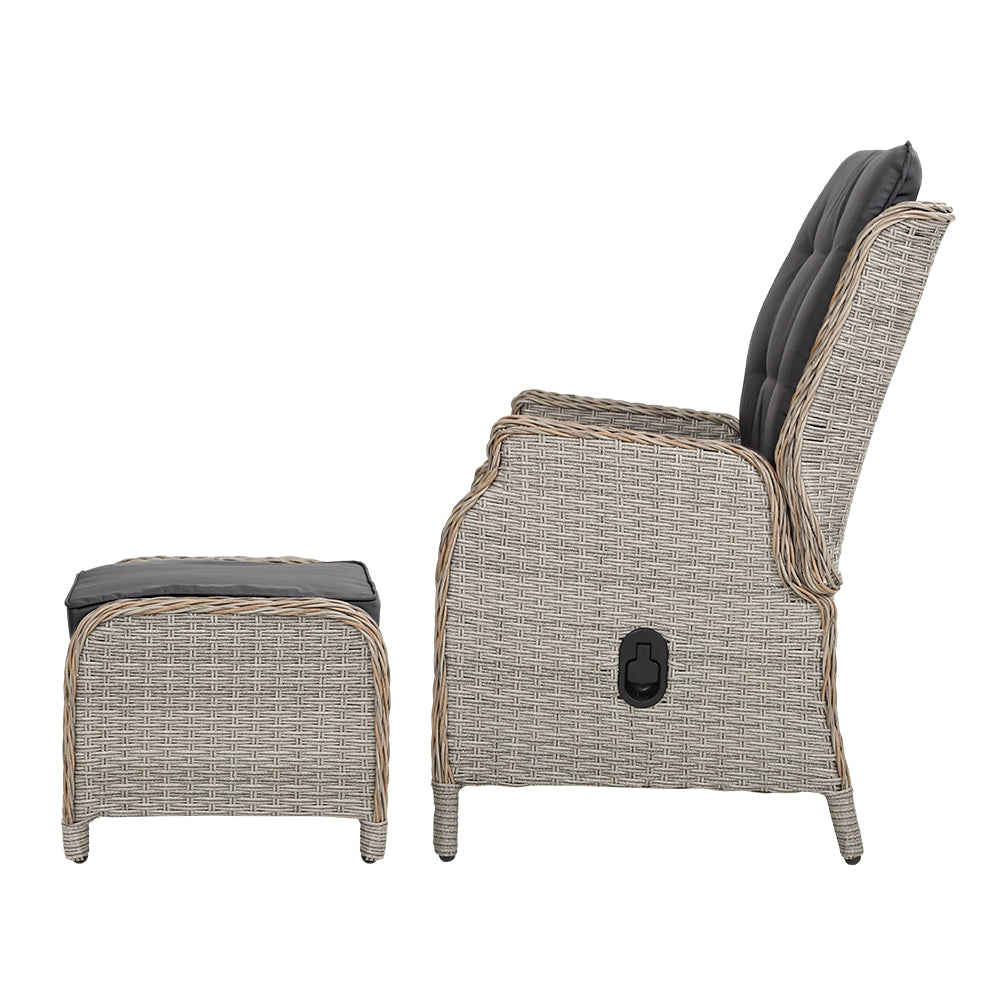 Nauru Wicker Recliner Chair With Ottoman - Nova Tech