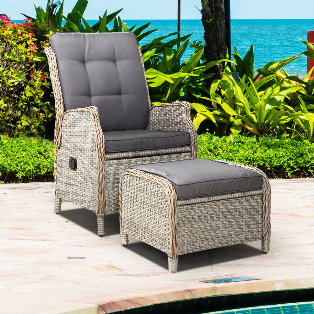 Nauru Wicker Recliner Chair With Ottoman - Nova Tech
