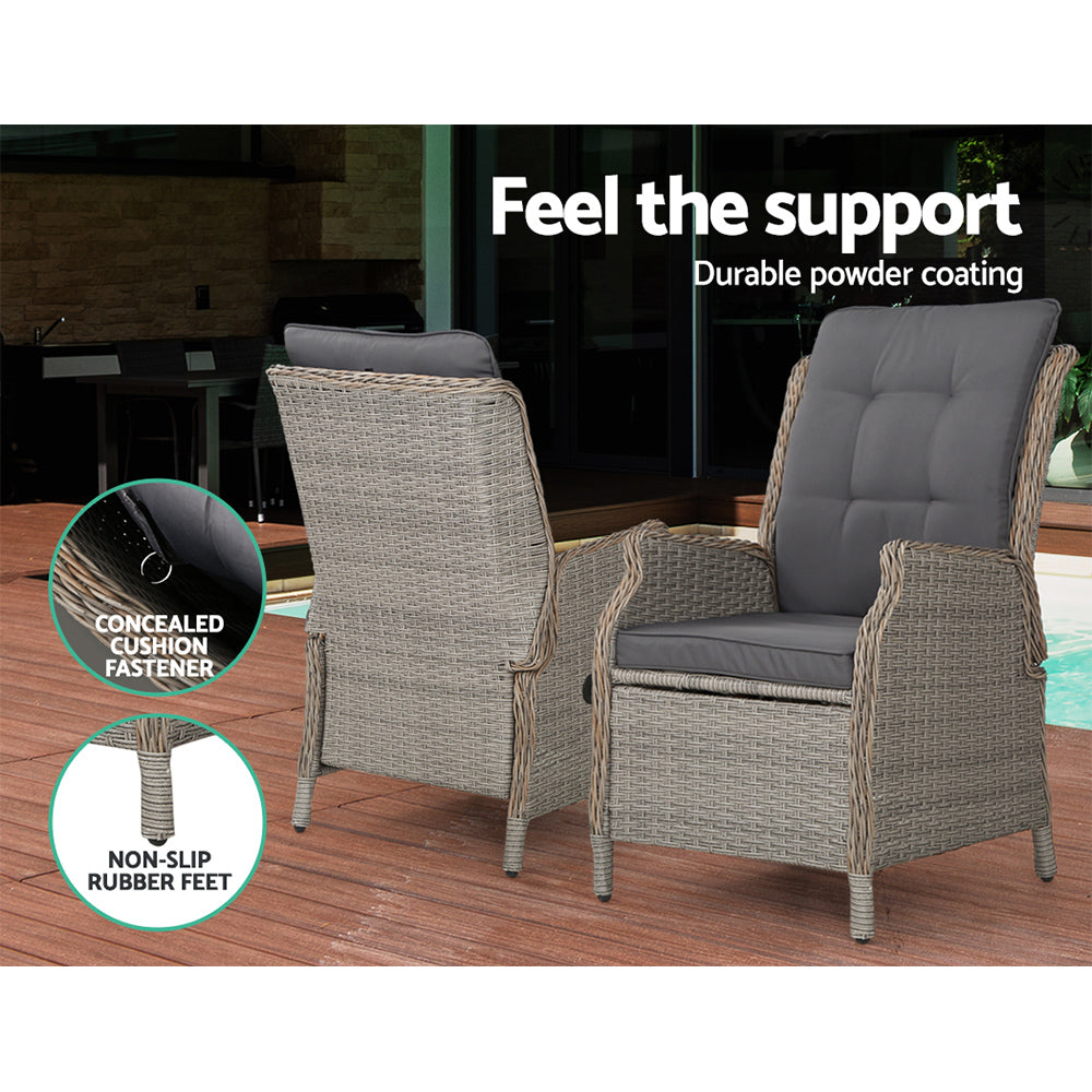 Nauru Wicker Recliner Chair With Ottoman