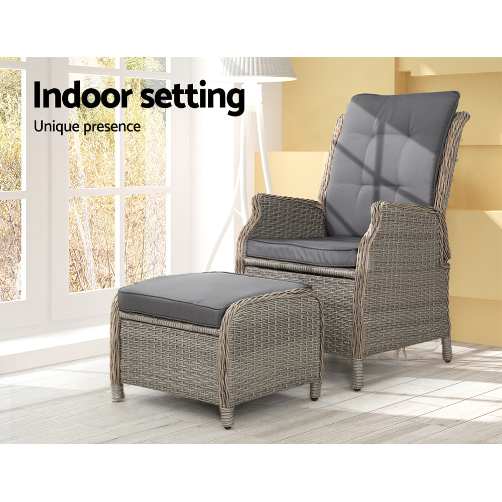 Nauru Wicker Recliner Chair With Ottoman