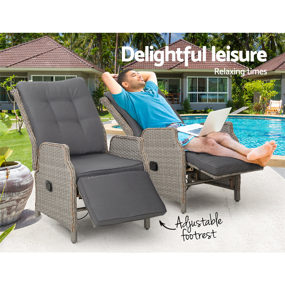 Nauru X2 Wicker Recliner Chair - Nova Tech
