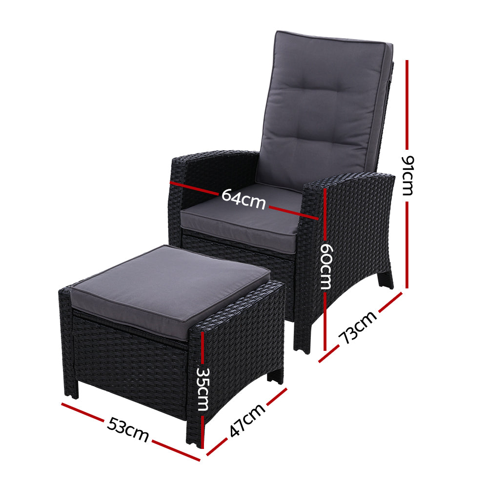 Palua Wicker Recliner Chair With Ottoman - Nova Tech